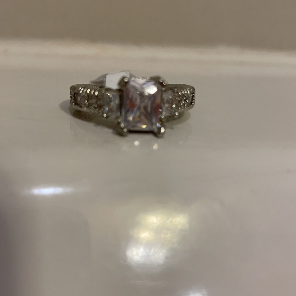 Square Cut Crystal Gemstone Ring